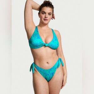 VS👙 Knotted Bikini Top Blue Palm XXL